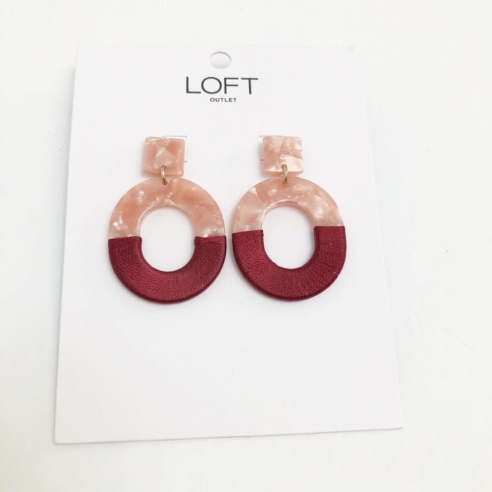 Loft outlet pink and maroon statement earrings.